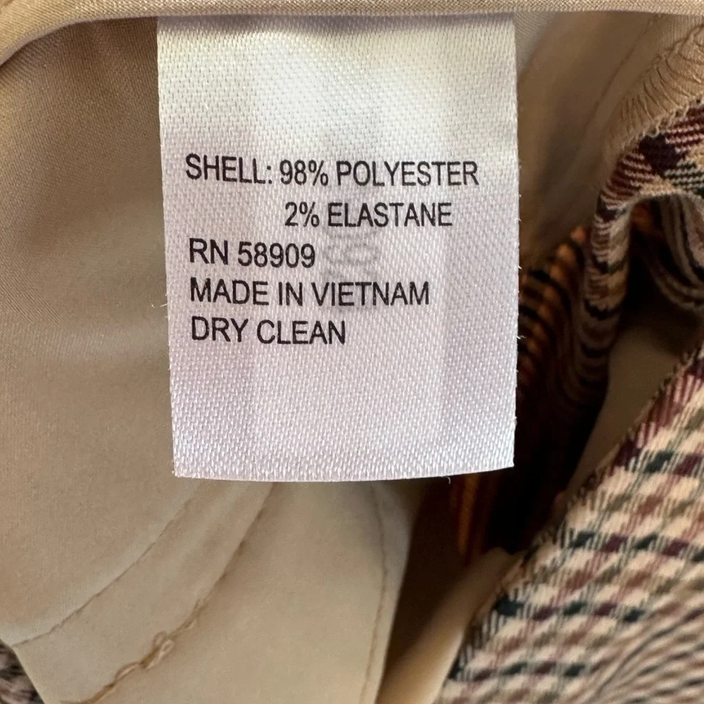 NWT Preston & York Brown Plaid Straight Leg Flattering Career Pants Sz 16